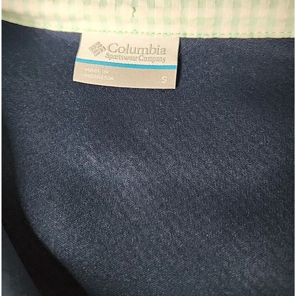 Columbia PFG Women's Mint Green Sherpa Gingham Full Zip Puffy Jacket Size S EUC